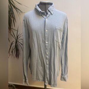 Claiborne Light Blue Pique Knit Button Down Shirt - 100% Cotton